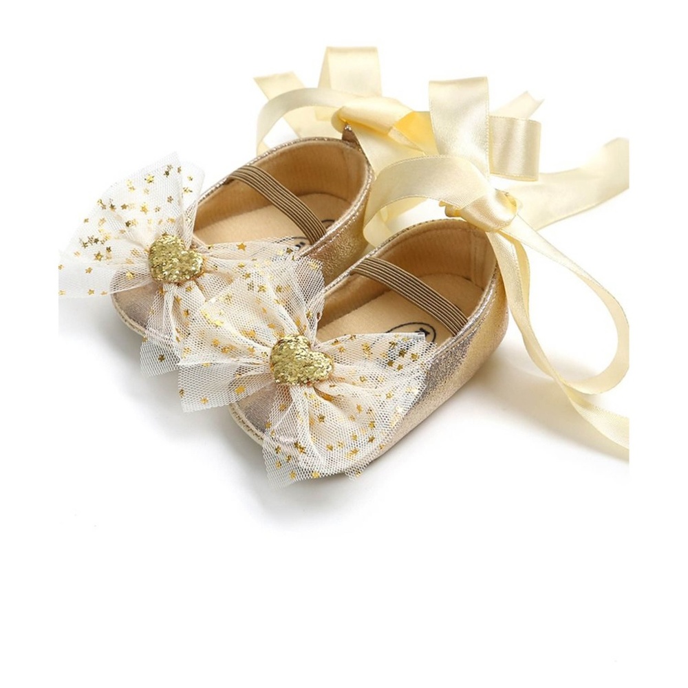 Silver Statement Bow Princess Baby Girl Shoes - Picture 3 of 8